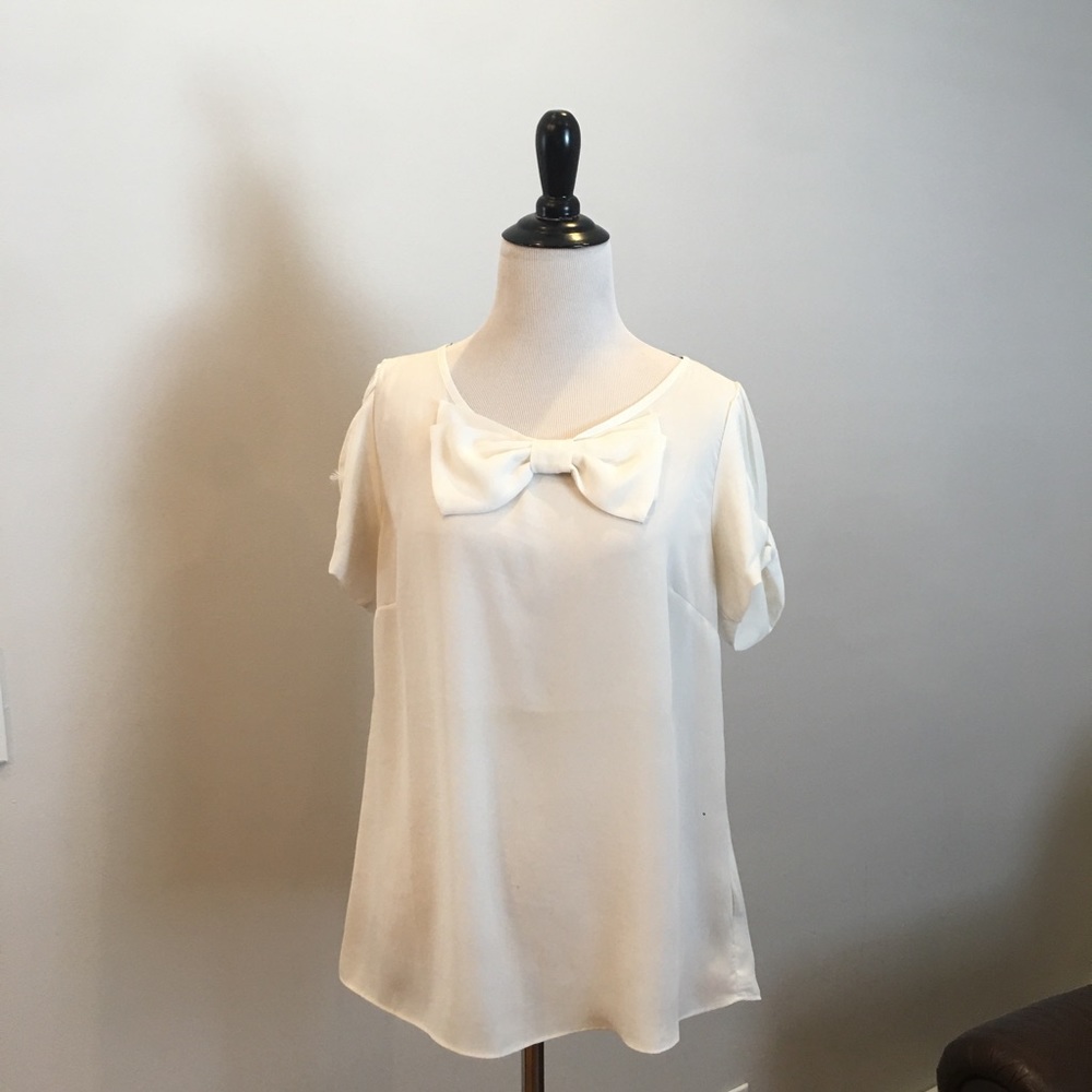 White Front Bow Blouse